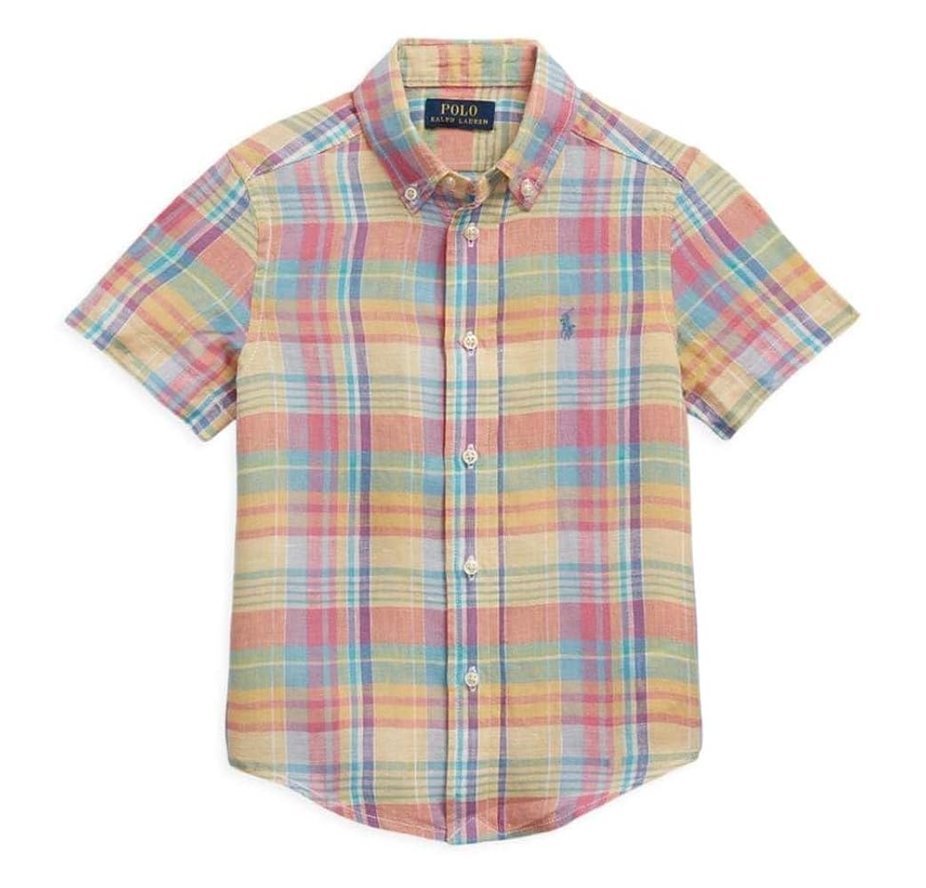 Amazon.com: Ralph Lauren Polo Boys Plaid Linen Short Sleeve